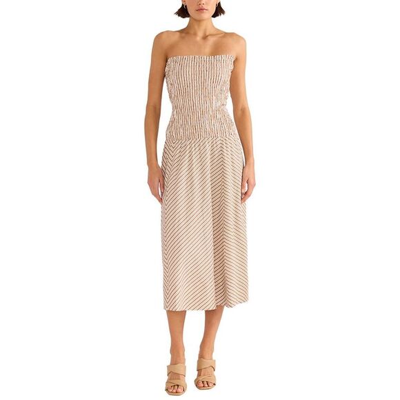 MINKPINK Dresses & Skirts - Minkpink Womens Artemis Shirred Linen-Blend Midi Dress
